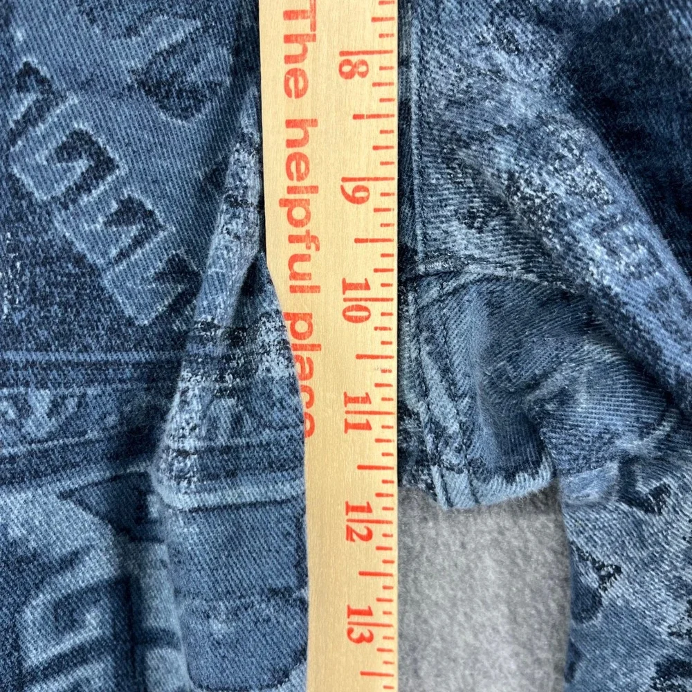 Lauren Ralph Lauren Straight Pants Women 12 Blue Southwestern Tribal Print Denim